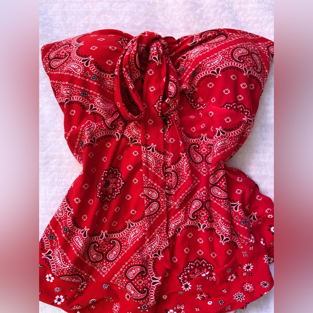Red bandana pattern top
